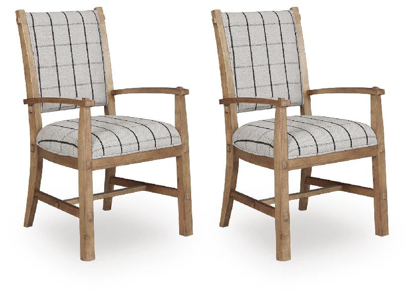 Image of Ridgester - Dining Upholstered Arm Chair (Set of 2) - Light Brown