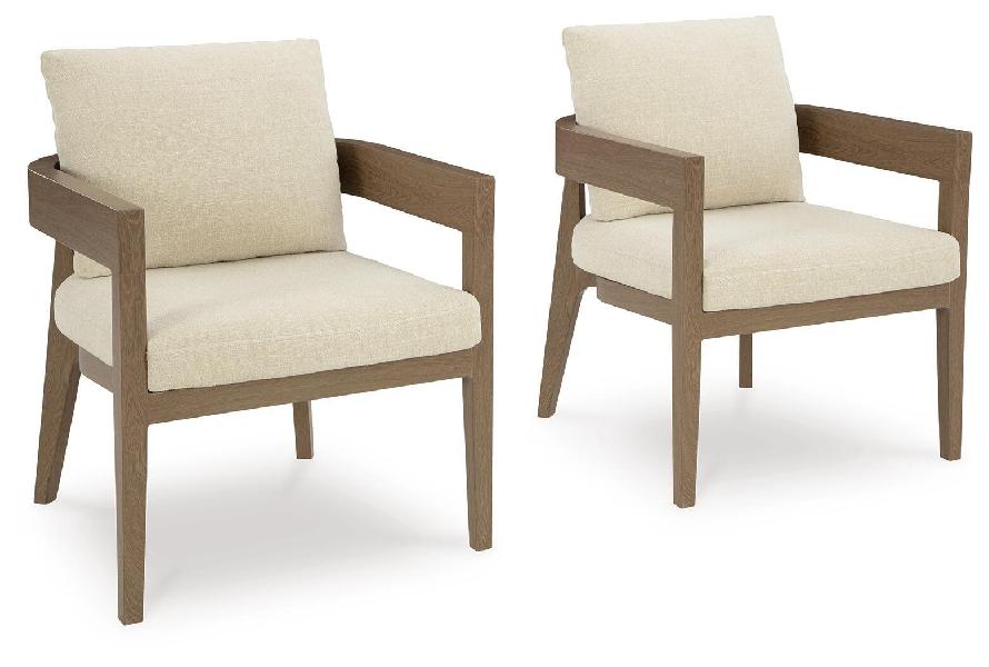 Image of Serene Bay - Arm Chair With Cushion (Set of 2) - Dark Brown / White