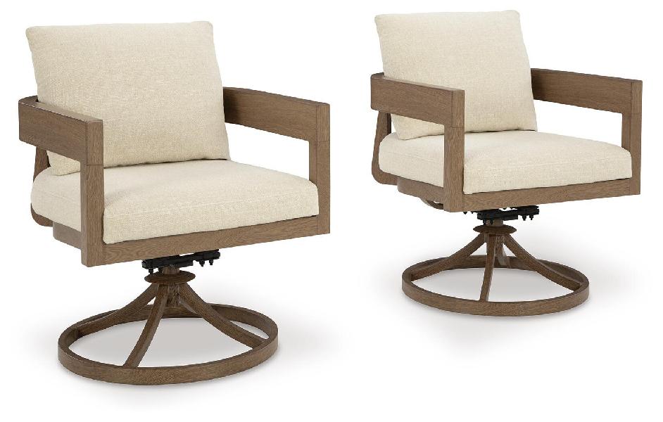 Image of Serene Bay - Swivel Chair With Cushion (Set of 2) - Dark Brown / White