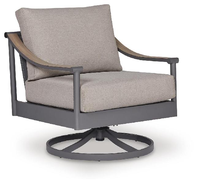 Image of Ocean Beach - Swivel Lounge With Cushion - Gray