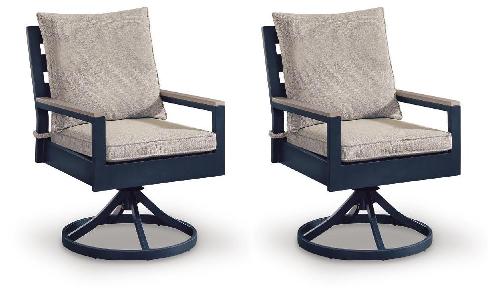 Image of East Beach - Swivel Chair With Cushion (Set of 2) - Blue