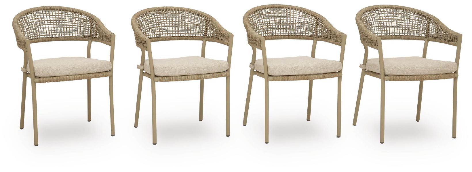 Image of Orchard Beach - Arm Chair With Cushion (Set of 4) - Beige