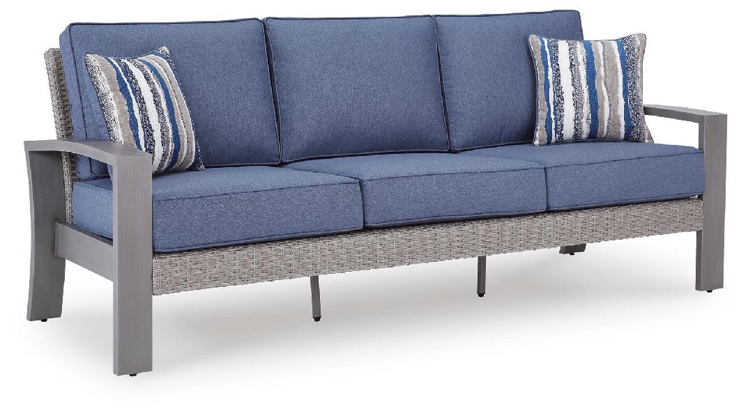 Image of Half Moon Beach - Sofa With Cushion - Blue / Gray