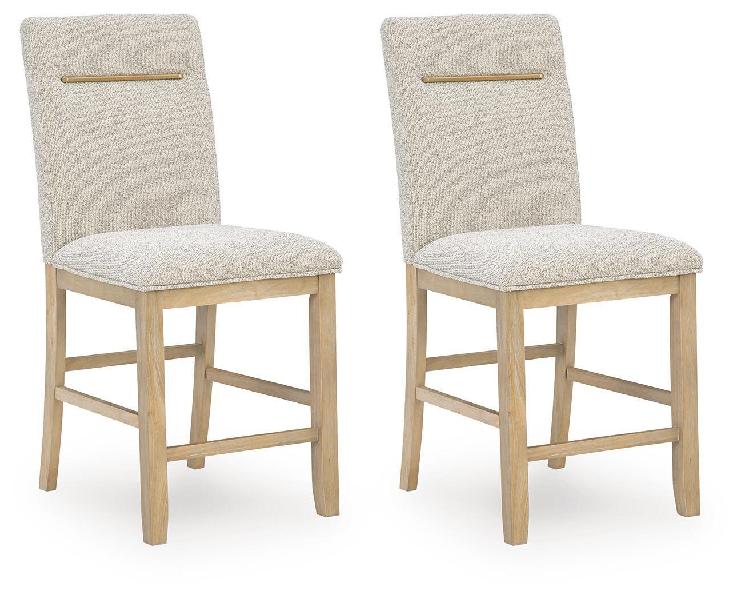 Image of Lasinger - Upholstered Barstool (Set of 2) - Light Brown