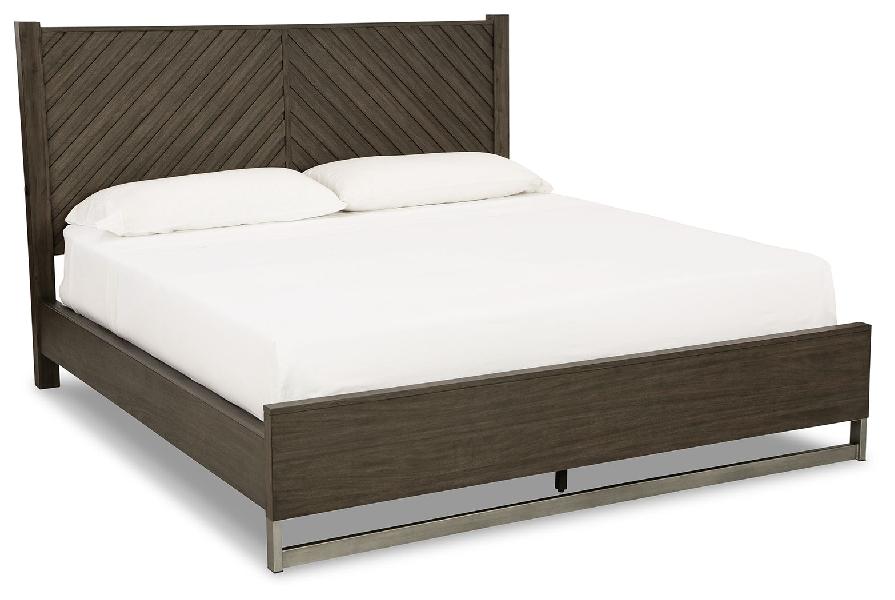 Image of Arkenton - King Panel Bed - Grayish Brown