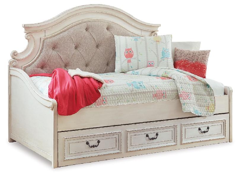 Image of Realyn - Twin Day Bed With Storage - Chipped White