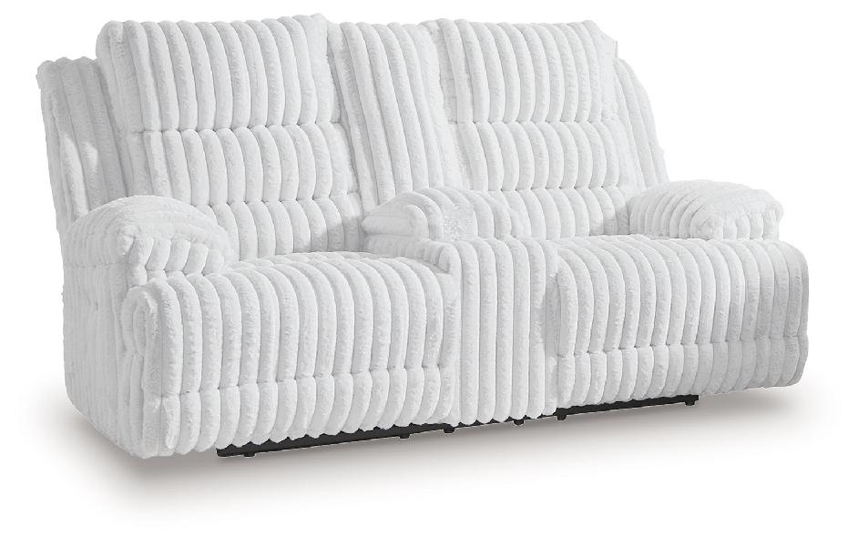 Image of Rhines Falls - Double Reclining Power Loveseat With Console - Alloy