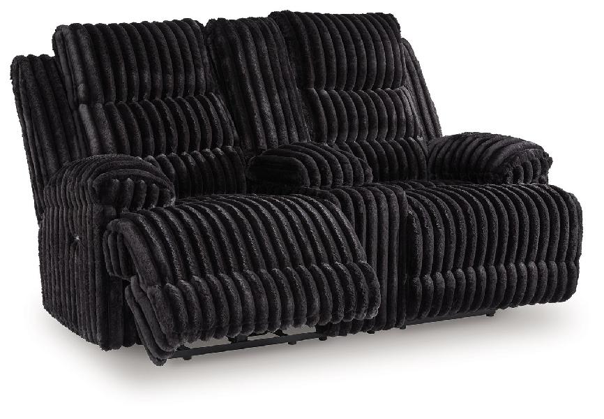 Image of Rhine Falls - Double Reclining Power Loveseat With Console - Onyx