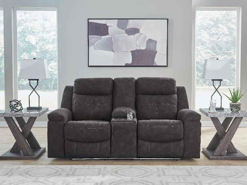 Image of Brysonview - Double Reclining Loveseat With Console - Charcoal