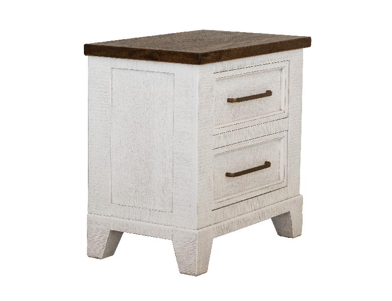 Image of Stoa - 2 Drawer Nightstand - White / Brown