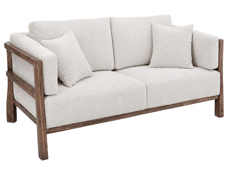 Image of Roots - Wooden Frame Upholstered Loveseat - Talawa / Beige