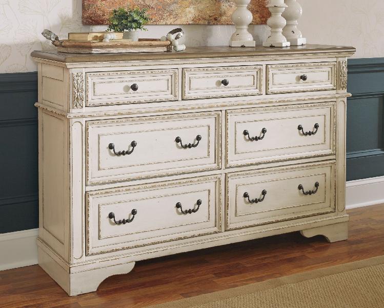 Image of Realyn - Dresser - 7-drawer - White / Brown / Beige