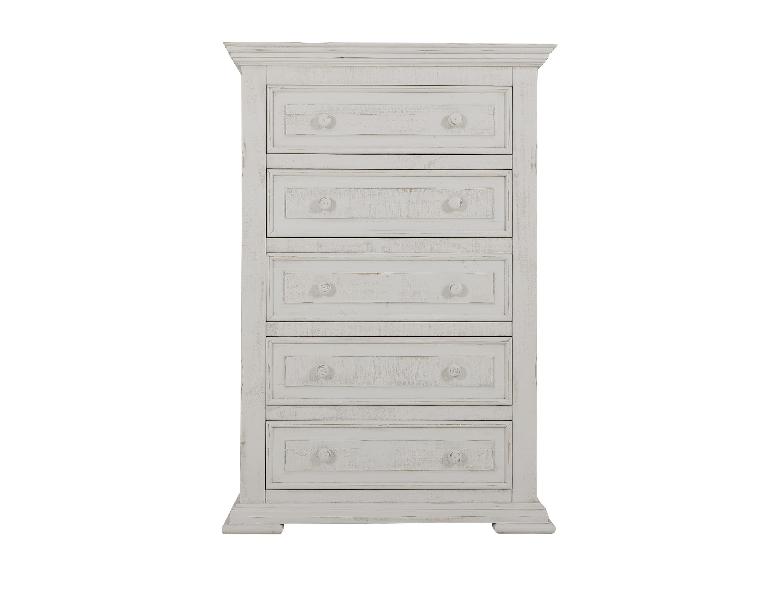 Image of Terra - Chest With 5 Drawers - Distressed White
