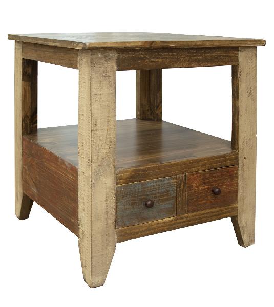 Image of Antique - Multi-Drawer End Table With 2 Drawers - Multicolor