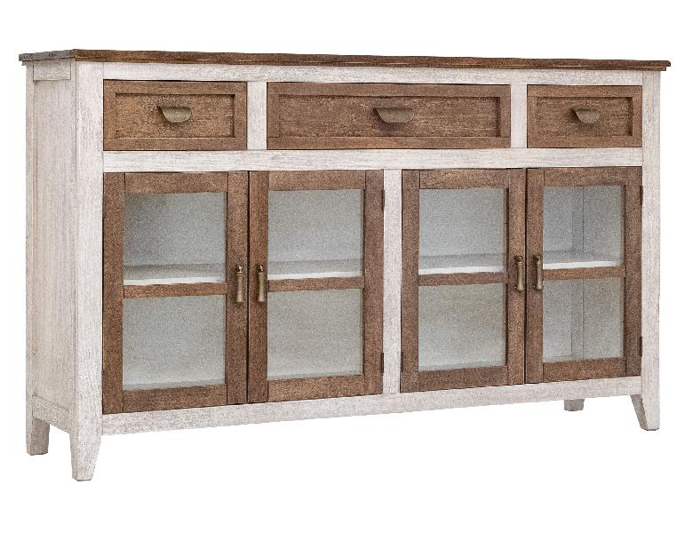 Image of Sahara - 3 Drawer, 4 Doors Console / TV Stand / Buffet - Light Cream / Brown Caramel