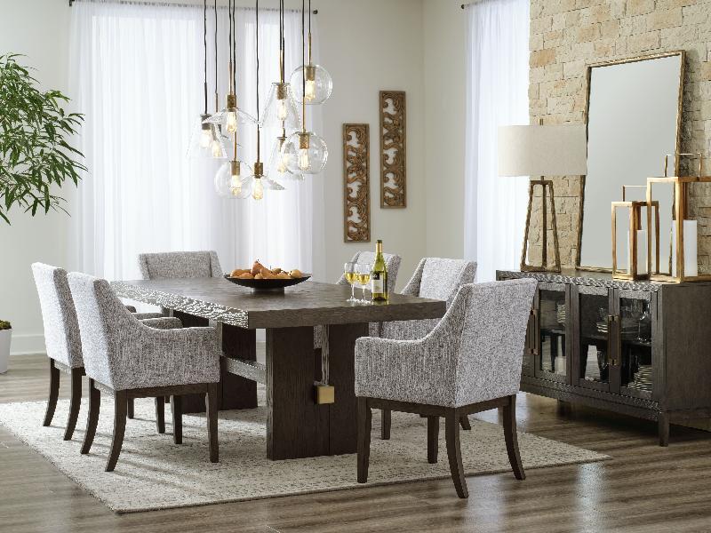 Image of Burkhaus - 8 Pc. - Dining Room Extension Table, 6 Arm Chairs, Server - Dark Brown