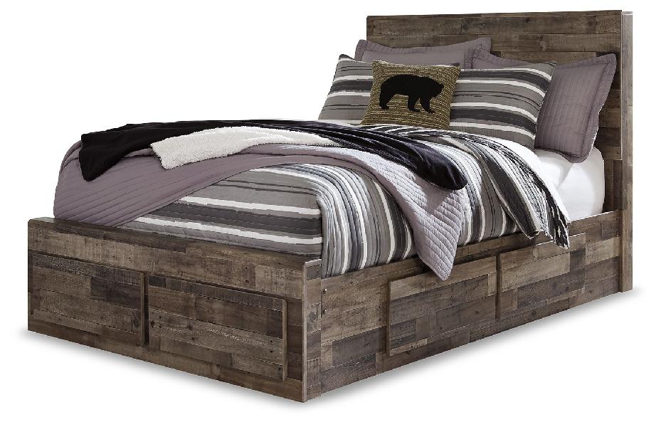 Image of Derekson - Full Panel Bed With 6 Storage Drawers - Multi Gray