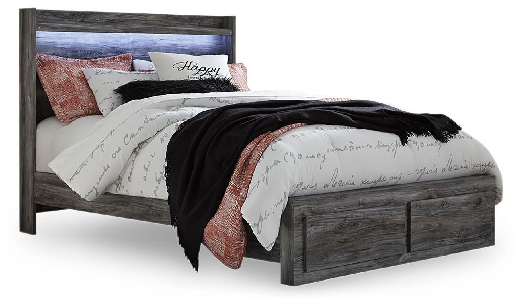 Image of Baystorm - Queen Panel Bed With 2 Storage Drawers - Gray