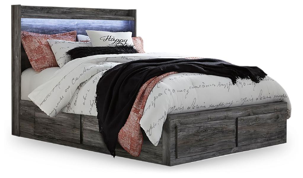 Image of Baystorm - Queen Panel Bed With 4 Storage Drawers - Gray