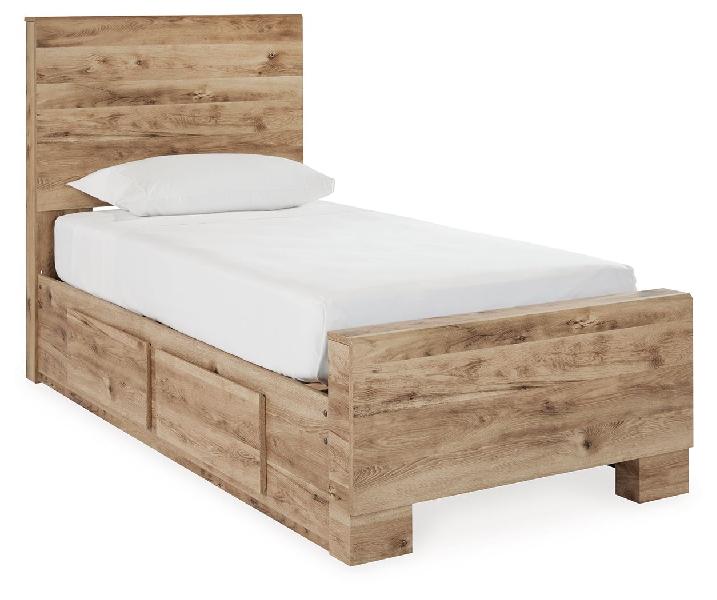 Image of Hyanna - Twin Panel Bed With 1 Side Storage - Tan