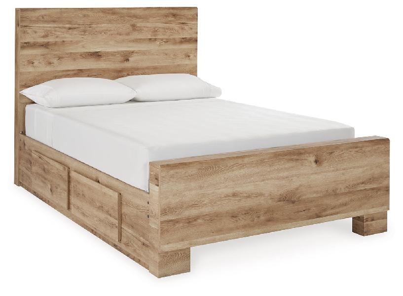 Image of Hyanna - Full Panel Bed With 1 Side Storage - Tan