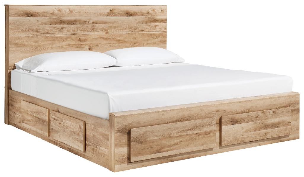 Image of Hyanna - King Panel Bed With 6 Storage Drawers - Tan