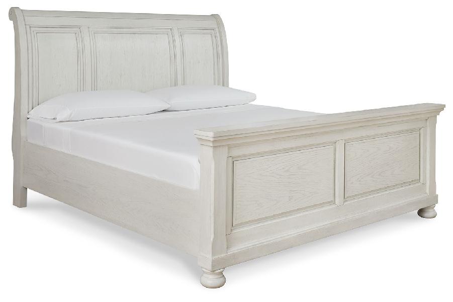 Image of Robbinsdale - King Sleigh Bed - Antique White