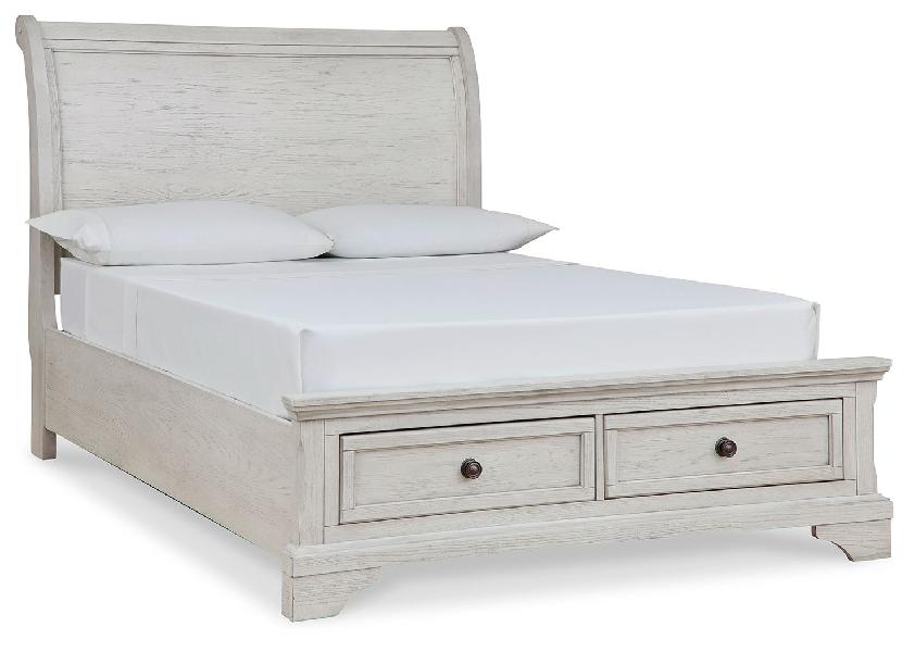 Image of Robbinsdale - Full Sleigh Storage Bed - Antique White