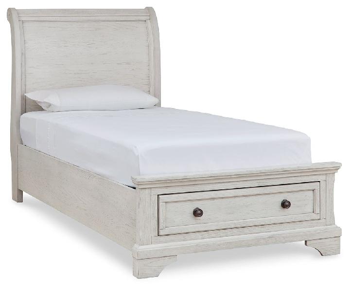 Image of Robbinsdale - Twin Sleigh Storage Bed - Antique White