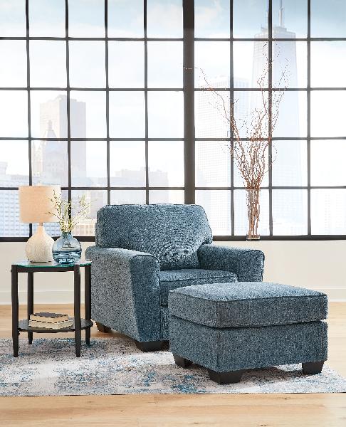 Image of Cashton - 2 Pc. - Chair, Ottoman - Blue