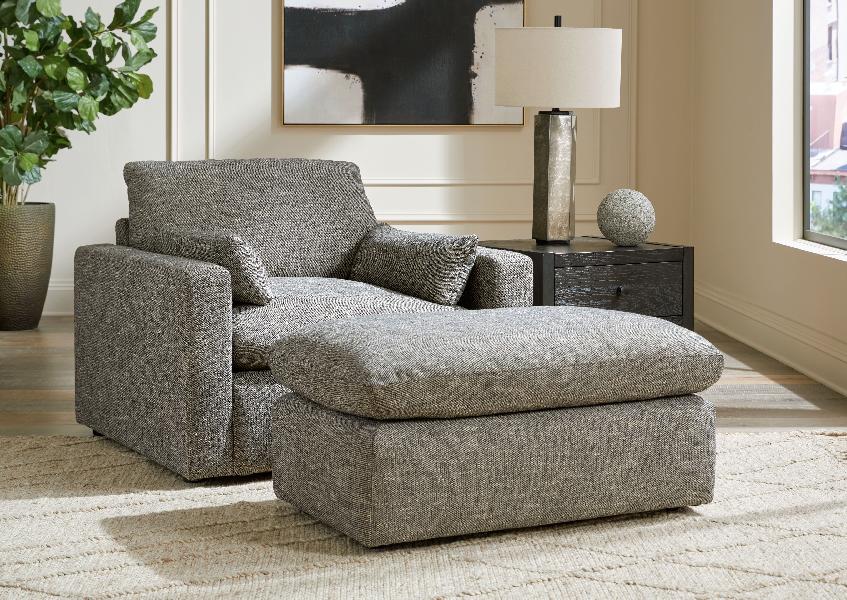 Image of Dramatic - 2 Pc. - Chair And A Half, Ottoman - Granite