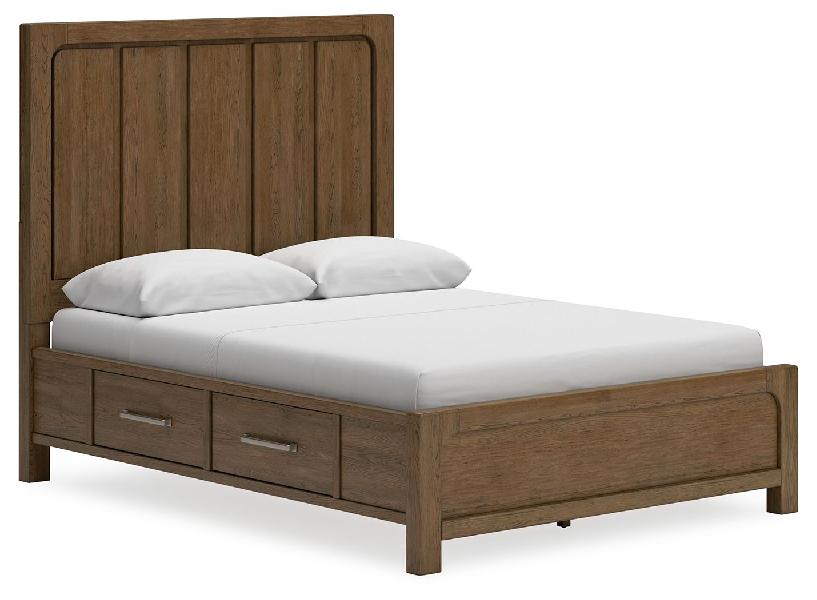 Image of Cabalynn - Queen Panel Bed With Storage - Light Brown