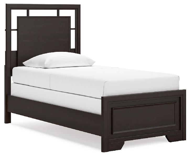 Image of Covetown - Twin Panel Bed - Dark Brown