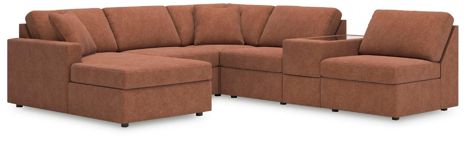 Image of Modmax - 6-Piece Sectional With Laf Corner Chaise And Storage Console - Spice