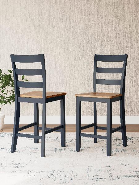 Image of Gesthaven - Barstool (Set of 2) - Natural / Blue