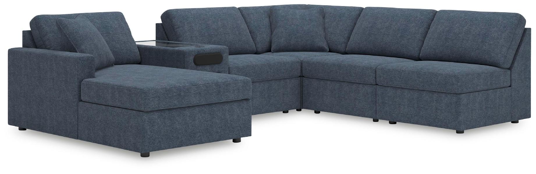 Image of Modmax - 6-Piece Sectional With Laf Corner Chaise And Audio System Console - Ink