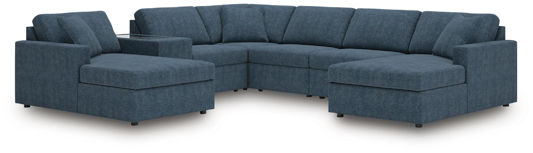 Image of Modmax - 7-Piece Sectional With Laf And Raf Corner Chaises And With Storage Console - Ink