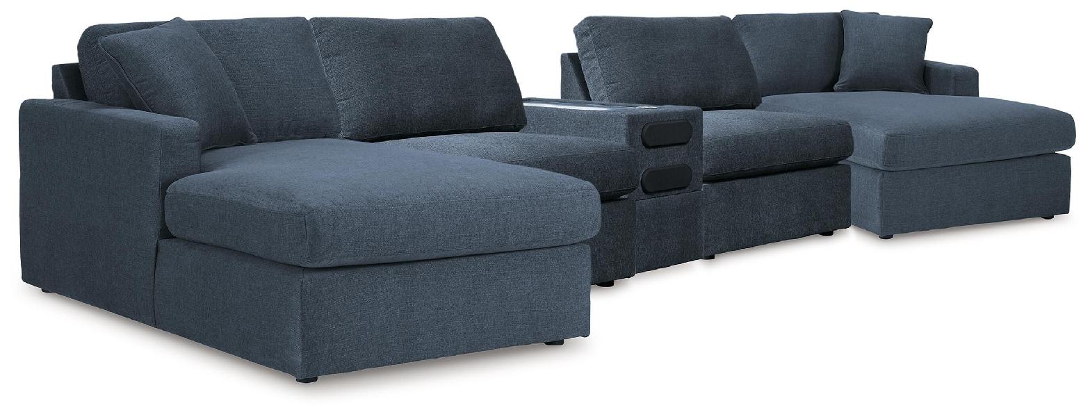 Image of Modmax - 5 Piece Double Chaise Sectional With Audio Console - Ink