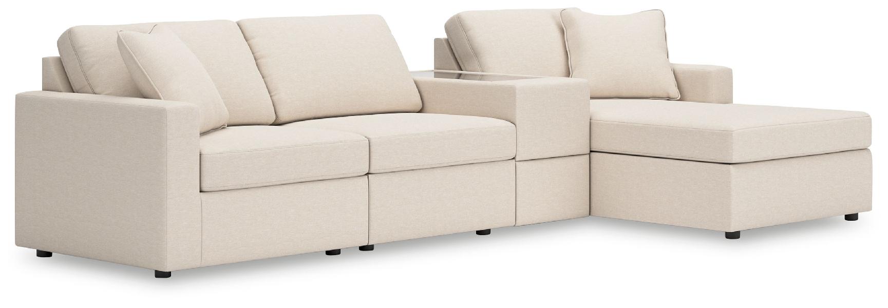Image of Modmax - 4-Piece Sectional With Raf Corner Chaise And Storage Console - Oyster