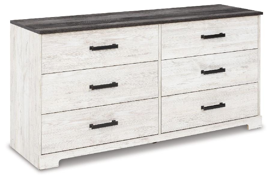 Image of Shawburn - Six Drawer Dresser - White / Black / Gray