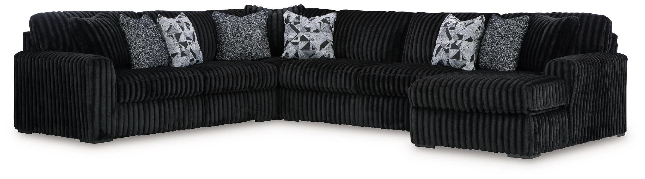 Image of Midnight-Madness - 4-Piece Sectional With Raf Corner Chaise - Onyx