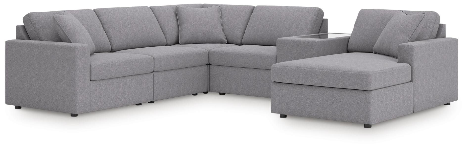 Image of Modmax - 6-Piece Sectional With Raf Corner Chaise, LAF Corner Chair And Storage Console - Granite