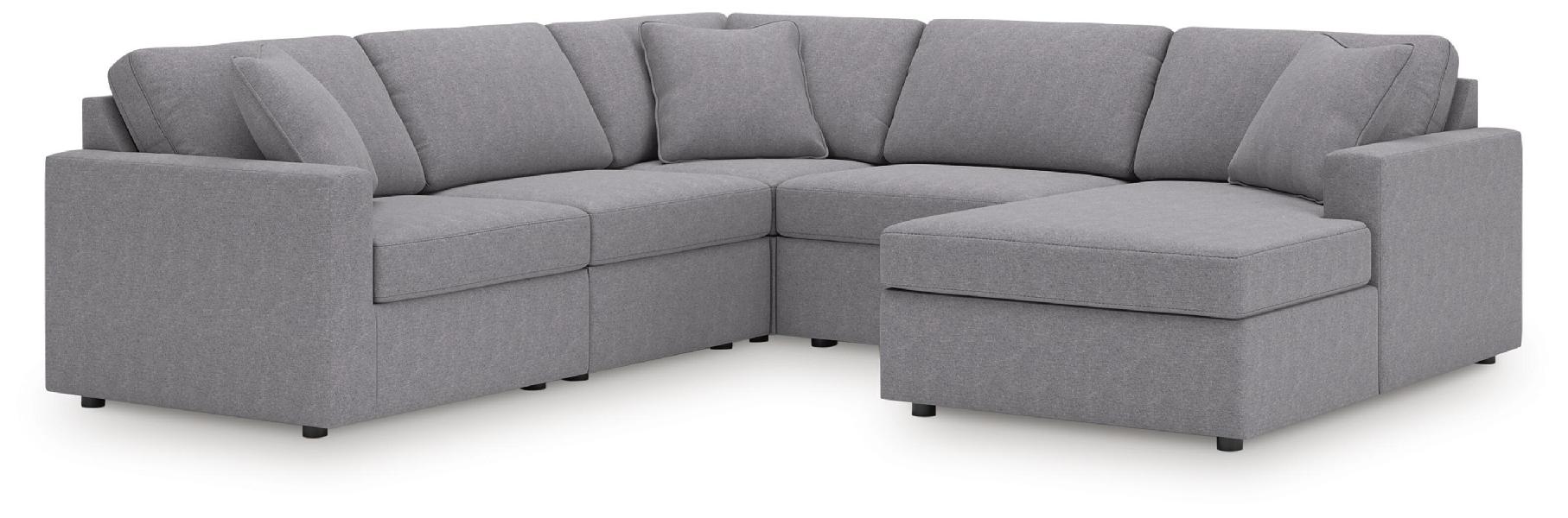 Image of Modmax - 5-Piece Sectional With Raf Corner Chaise, With Laf Corner Chair - Granite