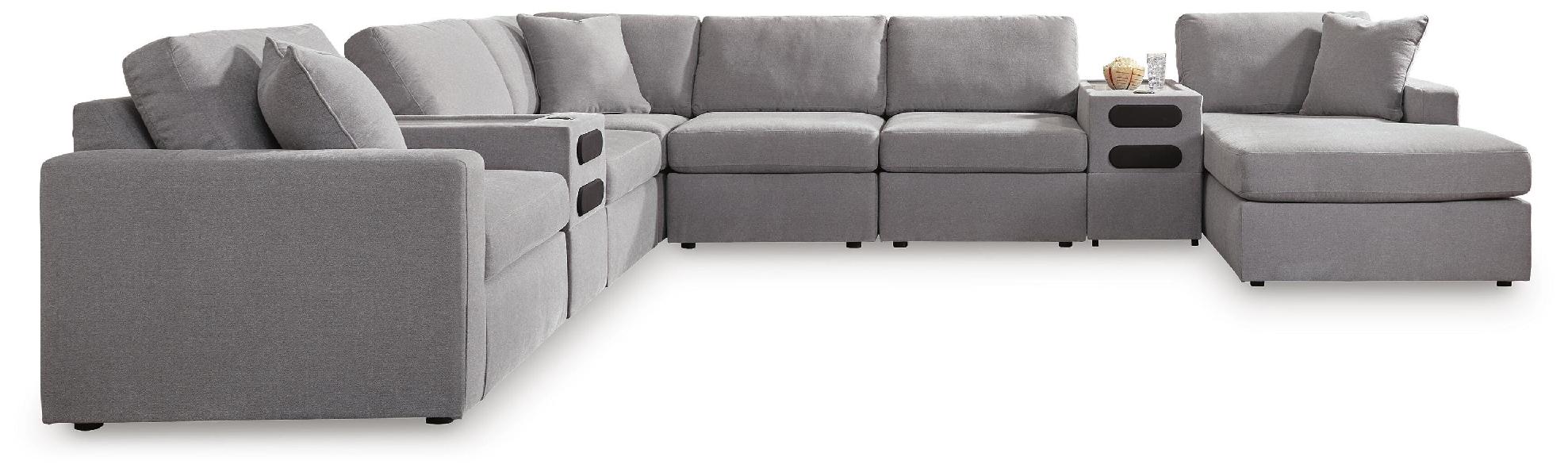 Image of Modmax - 8-Piece Sectional Wth RAF Corner Storage Chaise And 2 Audio Consoles - Granite