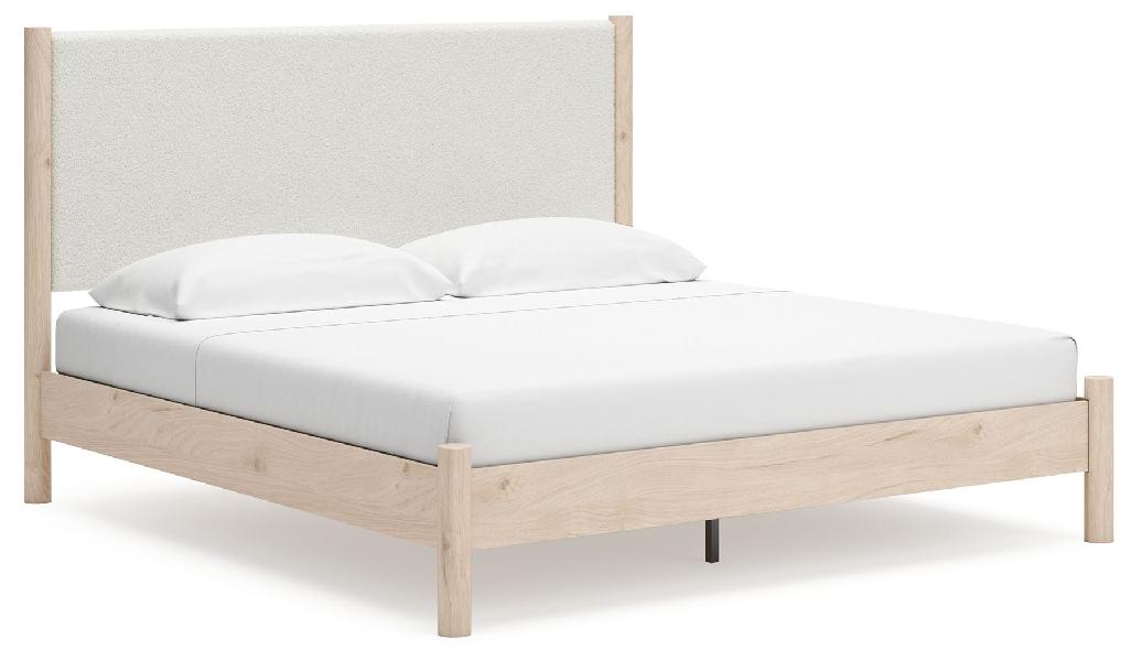 Image of Cadmori - King Upholstered Panel Bed - Two-tone