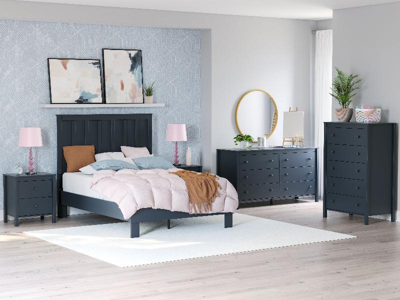 Image of Simmenfort - 4 Pc. - Dresser, Chest, Full Platform Bed - Navy Blue