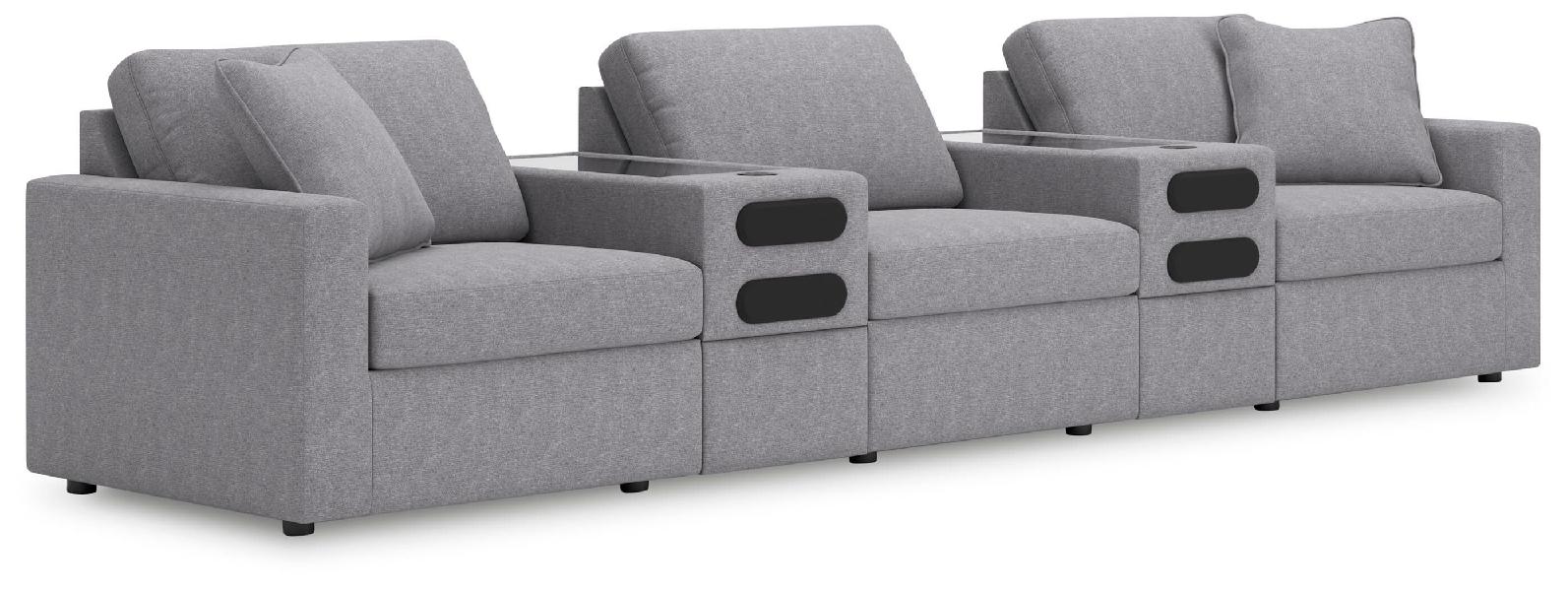 Image of Modmax - 5-Piece Sectional With Audio System Console - Granite