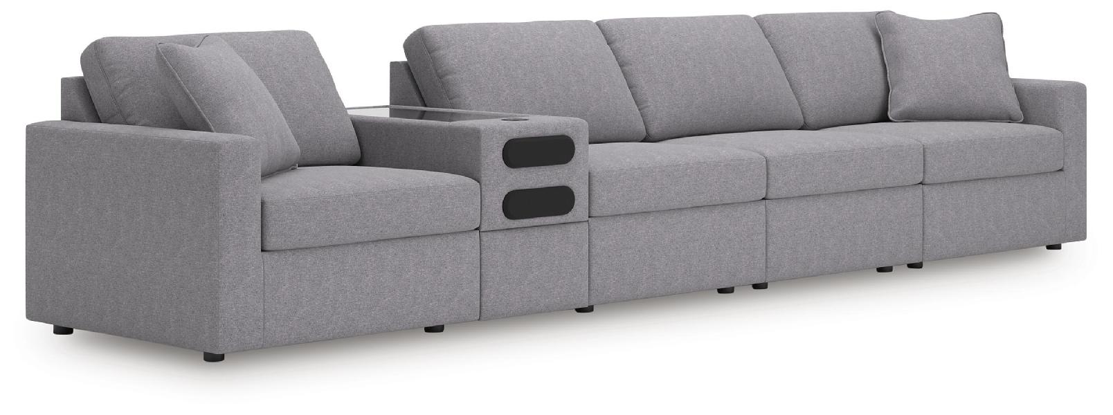 Image of Modmax - 5-Piece Sectional With Audio Console - Granite