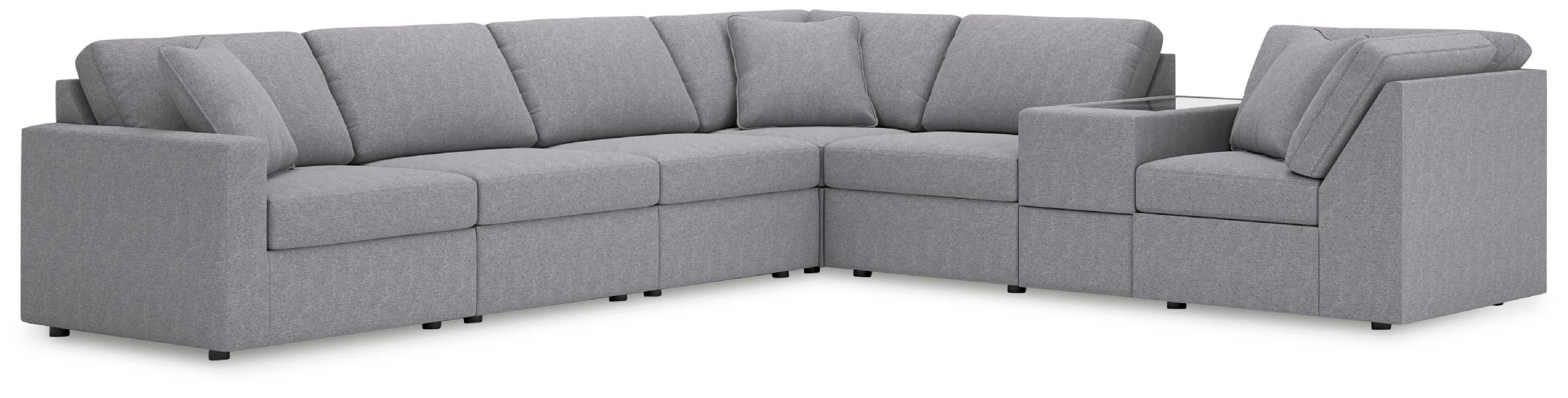 Image of Modmax - 7-Piece Sectional With Storage Console And Laf Corner Chair - Granite
