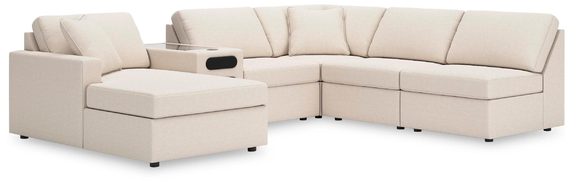 Image of Modmax - 6-Piece Sectional With Laf Corner Chaise And Audio Console - Oyster